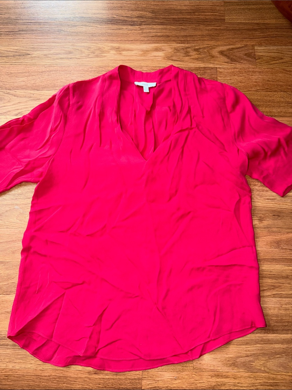 Joie Women's V-Neck Short Sleeve Blouse - Bright Pink
